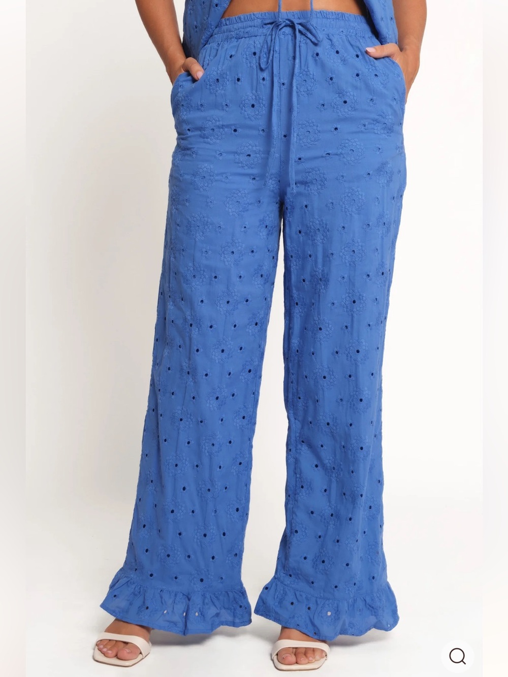 Petal & Pup Katya Embroidered Pants Cobalt Small NWT